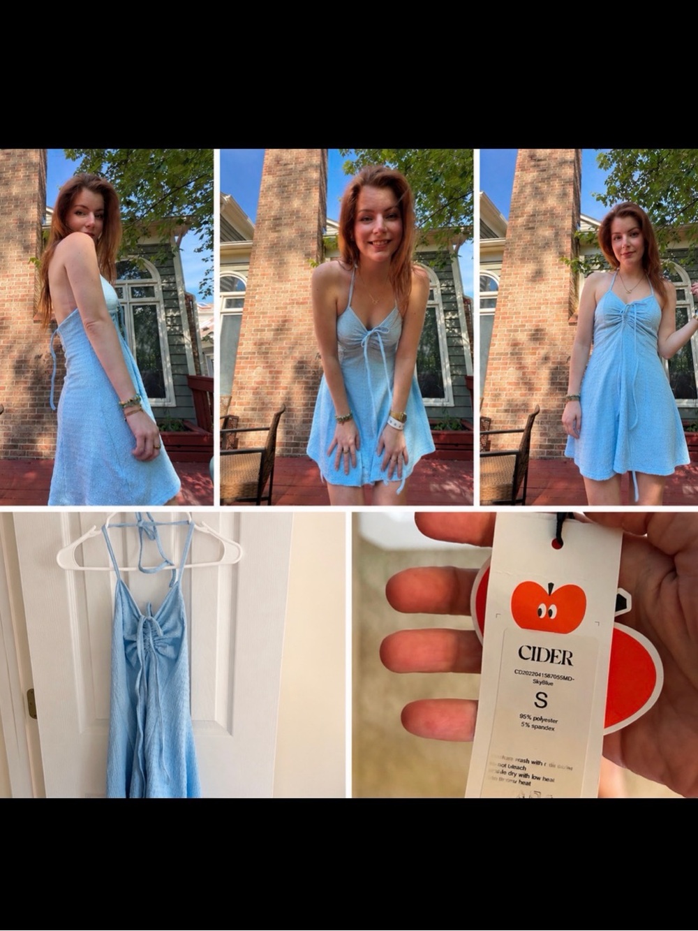 Cider Sky Blue Textured Tie-Front Mini Dress